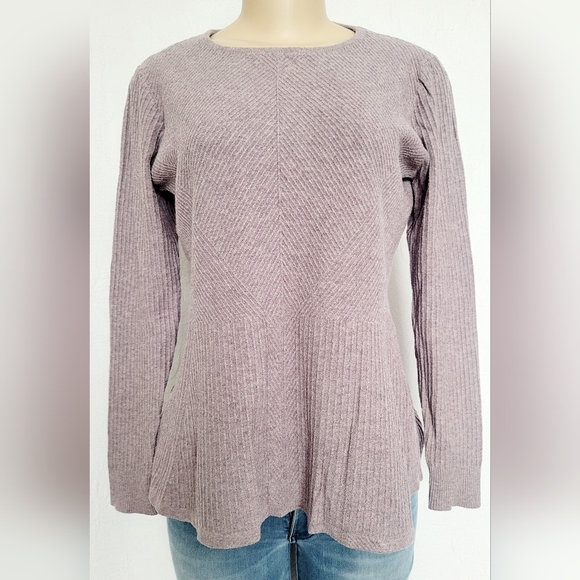 Vila Milano Women's Wool Blend Sweater Boat Neck Soft Peplum Hem Mauve Small - Picture 1 of 16